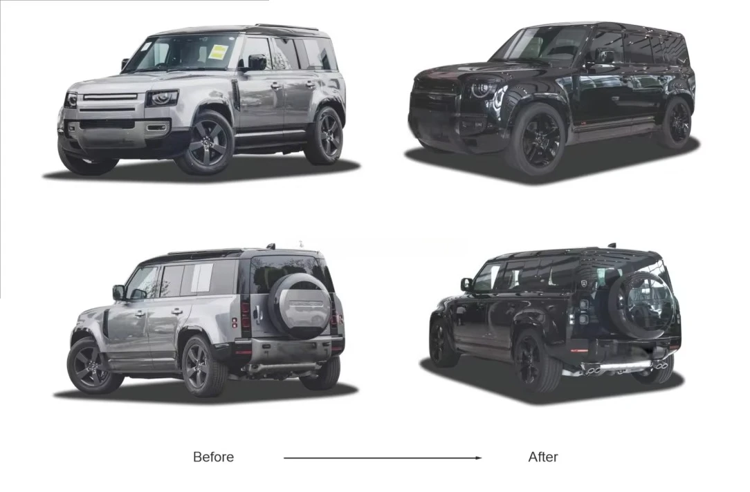 For Defender 2020-  Front and Rear Bumper Completely Include Smoky Taillight  Gloss Black Body Kit